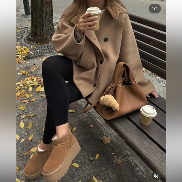 New Zara camel coat batwing jacket - Picture 9 of 14